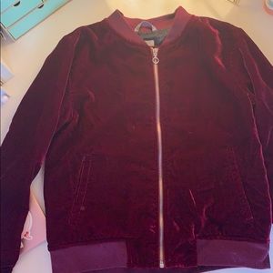 Kids red velvet kip up jacket